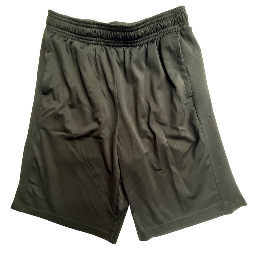 Athletic Works Youth XL 14-16 Black Athletic Shorts Mesh Pockets Drawstring